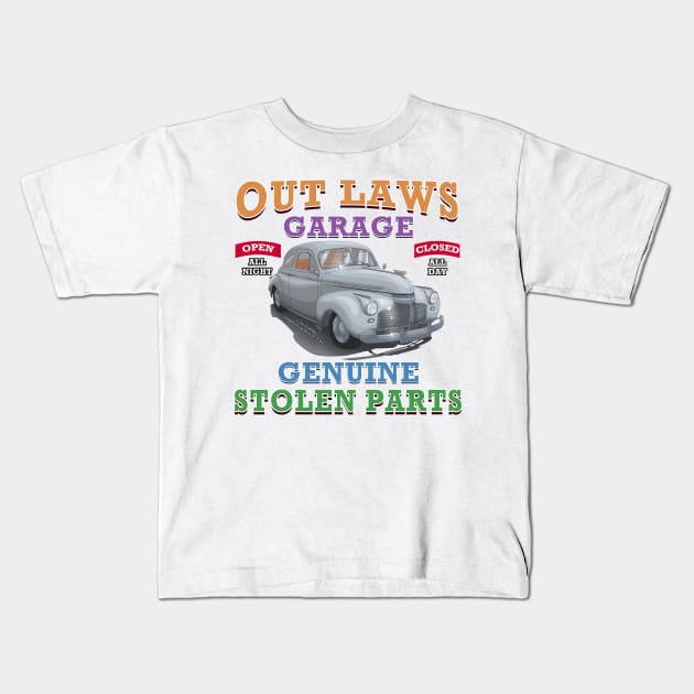 Outlaws Garage Classic Car Hot Rod Novelty Gift Kids T-Shirt by Airbrush World